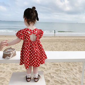 Vêtements pour tout-petits, robes pour filles, robe de demoiselle d'honneur pour bébé nouveau-né avec des pois de Chine - Product Image 3
