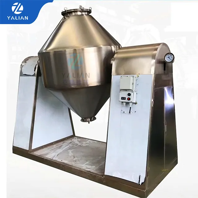 Double Cone Dry Detergent Powder Blender Mixing Machine Screw Sugar Rotating Rotary Vacuum Device Drying Mixer