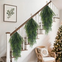 Guirlande de Noël artificielle en sapin noble, verdure de pin au toucher réel, guirlande suspendue en forme de larme pour porte d'entrée, cheminée, décoration de fêtes