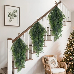 Guirlande de Noël artificielle en <span class=keywords><strong>sapin</strong></span> noble, verdure de pin au toucher réel, guirlande suspendue en forme de larme pour porte d'entrée, cheminée, décoration de fêtes - Product Image 3