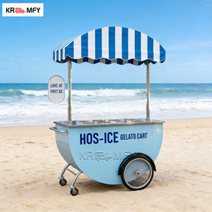 Carrito de comida móvil de fibra de vidrio para helados con congelador para catering y servicio de alquiler en bodas y fiestas en la playa - Product Image 6