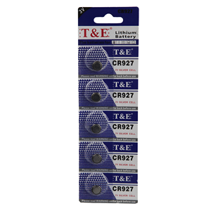 Batería de botón de litio T&E CR927 3V, paquete de 5, tipo moneda plateada para contador electrónico - Product Image 2