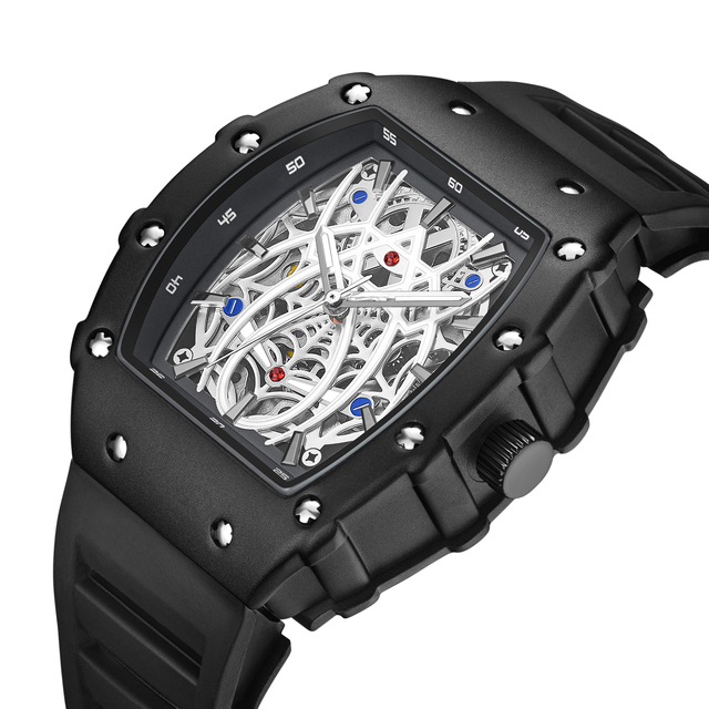 XINGOU Wristwatches Automatic Movement Mechanical Watches Custom Men's Waterproof Richard Silicone Watch
