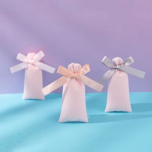 Sac de rangement en velours rose épais et écologique avec cordon de serrage, nœud papillon, pour lunettes, cadeau, logo personnalisé, vente en gros - Product Image 4