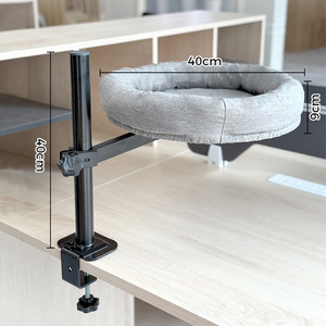 Cama de escritorio redonda elevada para gatos que ahorra espacio, hamaca para gatos con marco de <span class=keywords><strong>Metal</strong></span> suave y cómoda ajustable en altura giratoria de 360 ° para interiores - Product Image 4