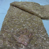 Tissus en dentelle perlée à sequins 100 % coton écologiques du Nigéria en gros – Matériel de dentelle douce pour robes de mariée et sacs de fête