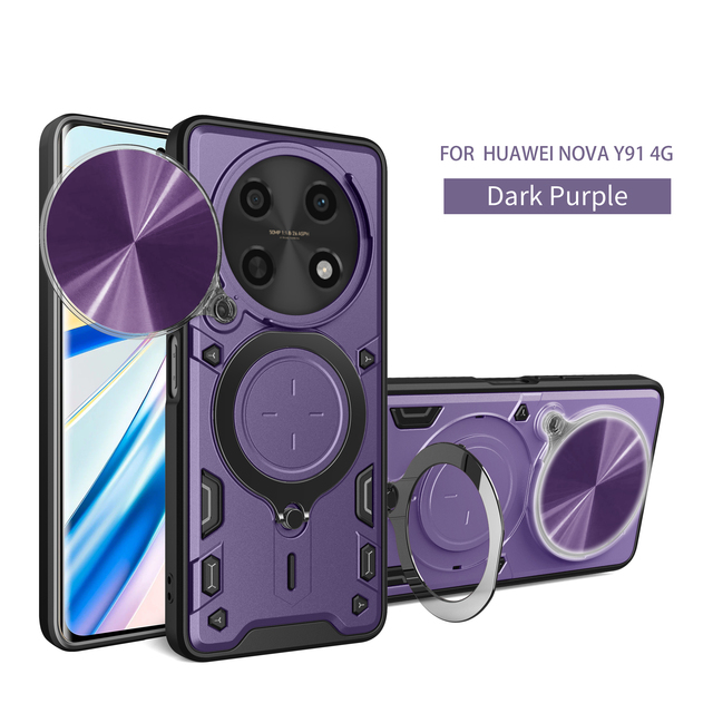For Huawei Magic 6/P60 Pro/Glory 100 Magnetic Phone Case with Multi-functional PC Stand Mechanical Sliding Window Protective