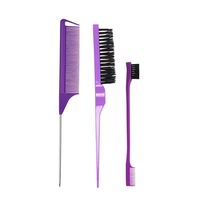 Peignes à cheveux professionnels de haute qualité en plastique personnalisé, style de séparation, démêlage, coupe, poux, cheveux bouclés, vente en gros de salon, ensemble avec logo