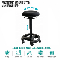 Tabouret à bascule réglable en hauteur avec roulettes pivotantes à 360°, siège ergonomique pour bureau et studio