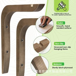 Solid Wood <b>Wall</b> Mounted Plant Holder Hooks Nordic Style Hanging <b>Flower</b> Pot Rack For Indoor Outdoor Use - Product Image 3