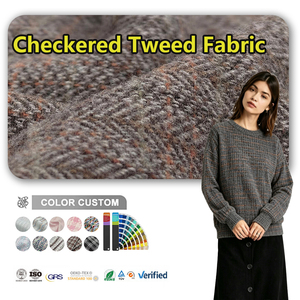 Tissu en <span class=keywords><strong>tweed</strong></span> à carreaux colorés Tissu mélangé de laine de style classique adapté à la fabrication de manteaux pour hommes - Product Image 1