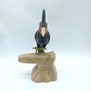 Pájaro de Arte Popular de Ágata Negra/Jaspe Rojo para Regalos Navideños BJ1085 - Product Image 3