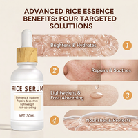 Sérum de riz marque privée, complexe de ferment de riz, éclaircit, hydrate, répare, apaise, léger, absorption rapide, apaise la peau