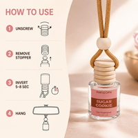 Diffuseur d'aromathérapie pour voiture, bouteille en verre de 8 ml avec bouchon en bois, parfum de biscuits sucrés, longue durée, rechargeable, logo personnalisé, vente en gros OEM