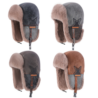 Gorro de Invierno Térmico QJ OEM Personalizado, Gorro de Piel Retro para Hombre, Gorro de Piloto con Orejeras Forradas de Felpa, Gorro de Motociclista