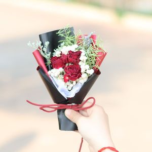Bouquet di Fiori Secchi Naturali, <span class=keywords><strong>Rose</strong></span> Essiccate e Gypsophila, Regalo di Fiori Eterni per Matrimoni e San Valentino - Product Image 6