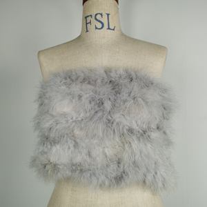 Tops de tubo sexys con hombros descubiertos para <span class=keywords><strong>mujer</strong></span>, camiseta sin mangas de <span class=keywords><strong>plumas</strong></span> esponjosas, Crop Tops verdes para <span class=keywords><strong>mujer</strong></span> - Product Image 4