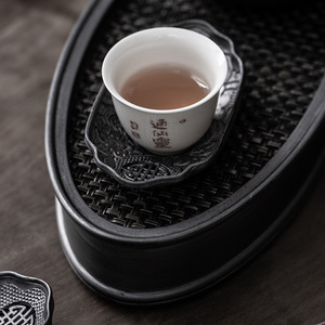 Posavasos de estaño puro hecho a mano, taza de té de metal antiguo martillado, forma irregular, accesorio para la ceremonia del té japonés - Product Image 2