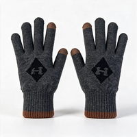 Gants longs en tricot à double couche épais pour l'automne et l'hiver, design à doigts séparés, gants chauds et protecteurs pour hommes