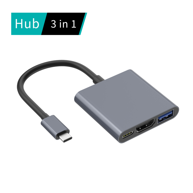 3 in 1 High-Speed USB C Hub for MacBook PC 4K HDTV Splitter & Converter with 100W PD Charging USB 3.0 Adapter OTG Hub