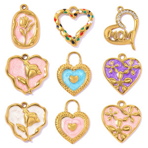 Dijes de Corazones de Lujo en Acero Inoxidable 316L con Baño de Oro PVD de 14k/18k, Resistentes al Agua, para Fabricación de Joyería, Pulseras y Collares - Product Image 2
