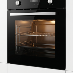 Cuisinière électrique à deux plaques avec four intégré en acier inoxydable, à convection/turbine, à économie d'énergie, avec minuterie mécanique - Product Image 3