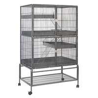 Cage à hamster extra-large en gros, en fer, avec séparateur pour animaux, revêtement poudré noir élégant, écologique, pour usage intérieur et extérieur