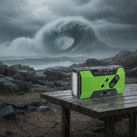Nieuwe design AM/FM/NOAA weerradio met 3 LED zaklamp, handkruk, noodtelefoon, zonne-/USB-oplader, wekker, speaker, geschikt voor buitengebruik
