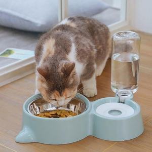 Cuenco doble automático de plástico para mascotas, lavabo de comida para gatos y perros, cuenco para gatos estilo amor con recarga de agua, suministros para gatos y perros - Product Image 3