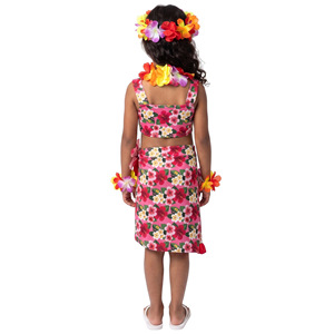 Vestido Hawaiano para Niñas, Disfraz Infantil, Traje de Verano para Actuaciones, Cosplay, Estampado Floral Rosa - Product Image 4