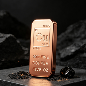 Lingote de cobre grabado con láser de 5 onzas, rectangular, de cobre artístico 99.9% puro, para colección e inversión. - Product Image 1