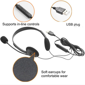 Auriculares con Cable USB, Cancelación Activa de Ruido (ANC), Orejeras de PVC y PU, Cable de 1.8M para Uso en Tráfico, Tabletas, Conferencias en Línea - Product Image 3