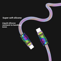 Câble de charge rapide transparent en silicone peint PVD coloré, conducteur en cuivre pur, connecteurs USB-A/Type-C, compatible avec la marque BJC