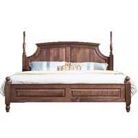 Lit en bois massif de chêne de style manoir anglais vintage, avec cadre arqué, pour projets hôteliers de luxe, vente en gros