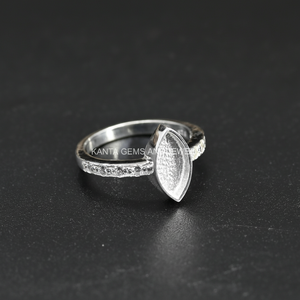 Bague pour femme en argent sterling 925, fabrication artisanale, écologique, sans plomb ni nickel, 6x12 mm, sertie de marquise, or 14 carats, bijoux en CZ - Product Image 1