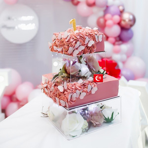 TX trong suốt vuông Acrylic fillable bánh Khay hộp tiệc cưới Tiệc lớp bánh đứng - Product Image 2