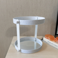 Plateau de rangement rotatif en métal pour miroir de maquillage, plateau de rangement double couche en marbre blanc moderne, organisateur de bureau pour salon et maison