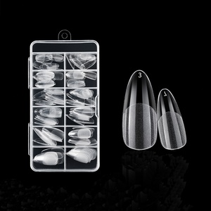 Seamless Wear French Style Acrylic <b>Nail</b> <b>Extension</b> Piece Long Trapezoid Almond <b>Nail</b> for Fingers Transparent Tips HALAL Certified - Product Image 1