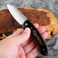 Couteau pliant en acier composite à 3 couches forgé à la main avec manche en bois d'ébène, couteau de poche EDC, couteau de survie pour le camping en plein air, multi-outils