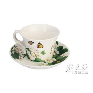 แก้วกาแฟเซรามิกชินไตหยวน ลายดอกทง ดีไซน์เคลือบเงา พิมพ์ลายสกรีน ล้างทำความสะอาดได้ - Product Image 2