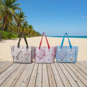 Bolso de Playa Grande con Estampado Digital de Estilo Étnico, 57x37x17cm, con Bolso Pequeño - Product Image 1