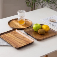 Plateau à thé en bois d'acacia Plateau de service rectangulaire en bois pour la maison Assiettes à dessert pour gâteaux aux fruits Plats pour la cuisine