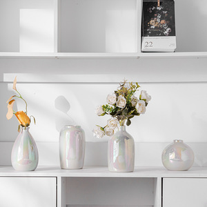 Golden Electroplated <strong>Ceramic</strong> Ball <strong>Flower</strong> Vase Interior Modern Decorative <strong>Pot</strong> for Home Living Room Nordic Table Vase Decor - Product Image 1