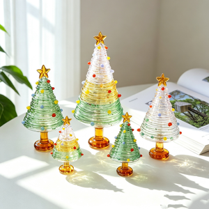 Decorazione Natalizia in Vetro a Forma di Stelle Colorate, Ornamento da Tavolo per Casa e Auto, Regalo di Natale, Accessorio Artigianale per Alberi di Natale - Product Image 1