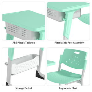 Ensemble de mobilier scolaire moderne et confortable en plastique ABS, démontable, portable, pour la formation, avec bureau et chaise individuels, à vendre - Product Image 3