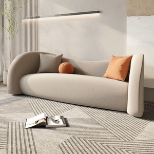 Divano in Stile Nordico Crema per Piccoli <span class=keywords><strong>Soggiorni</strong></span>, Lusso Leggero, Curvo, per Salone di Bellezza, Irregolare, Trendy, in Tessuto Wabi-Sabi, Componibile - Product Image 5