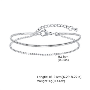 Bracelet minimaliste en acier inoxydable plaqué or, chaîne serpent superposée pour femmes - Product Image 5