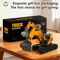 Jouet d'excavatrice RC en alliage à 12 canaux 1:12 Cadeaux pour garçons 360° Rotation électrique Jouets d'excavatrice RC pour enfants avec lumière