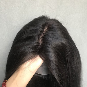 Parrucca Protesica Medicale Personalizzata per Donna Annodata <span class=keywords><strong>a</strong></span> Mano con PU Perimetrale in Capelli Umani Vergini Raw al 100% Non Trattati, Lisci e di Colore Nero Naturale - Product Image 4