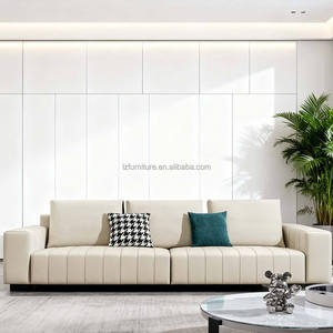 Piano <b>Key</b> Style <b>Square</b> Genuine Leather Sectional Sofa Set for Villa Living Room Three-seater Customizable in Color and Size - Product Image 4